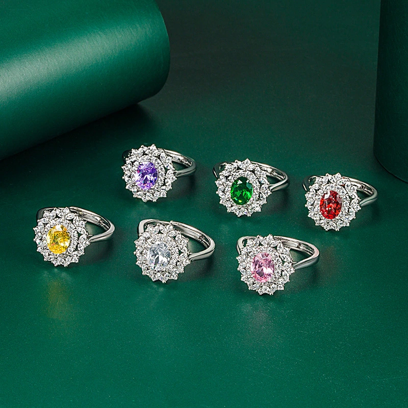 Hainon Adjustable rings Luxury classical Big Stone rings jewelry women Customized jewelry gift Festival card flannel bag set 1