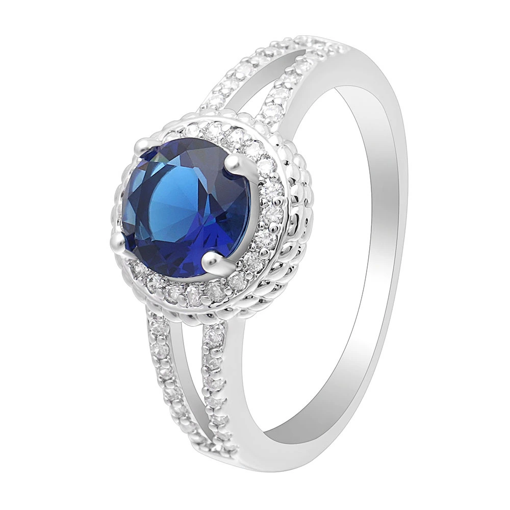 Blue Diamond Ring For Women Party Gift 2019 New Model Lady Jewelry Factory Dropshipping CZ Stone Size 6 7 8 9 Finger Rings 1