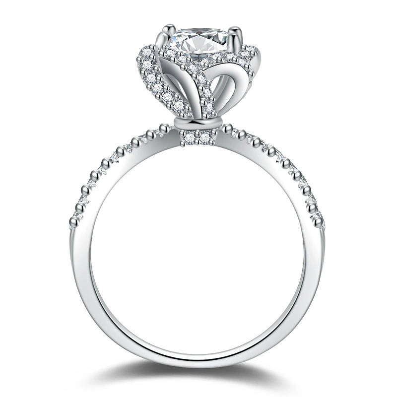 Hainon Fashion Ladies Engagement Wedding Ring Moissanite Flower Rose Lace Ring For Women 1
