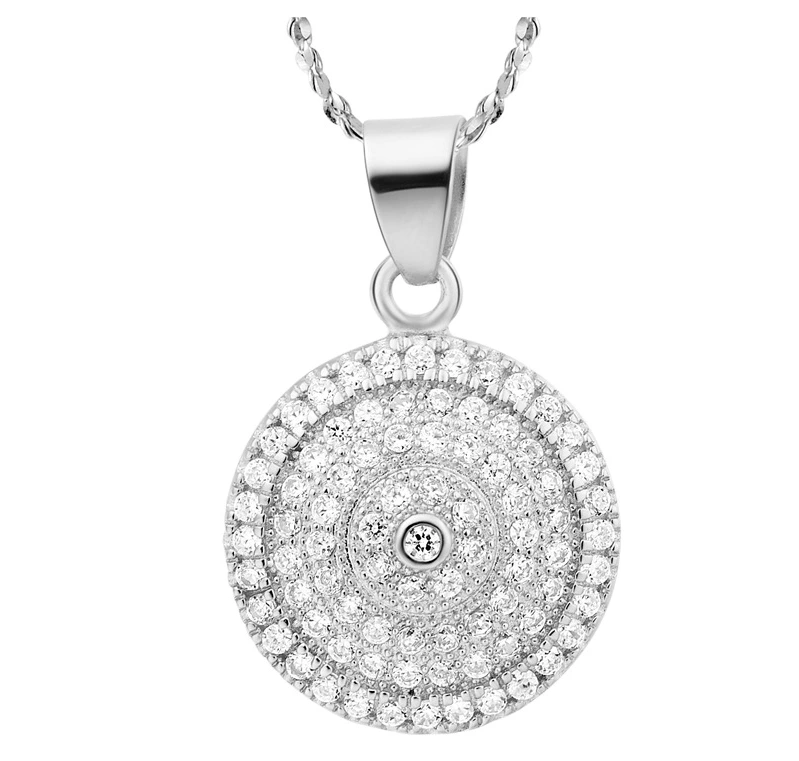 Fashion Round zircon pendant women necklace white gold plating jewelry necklace 1
