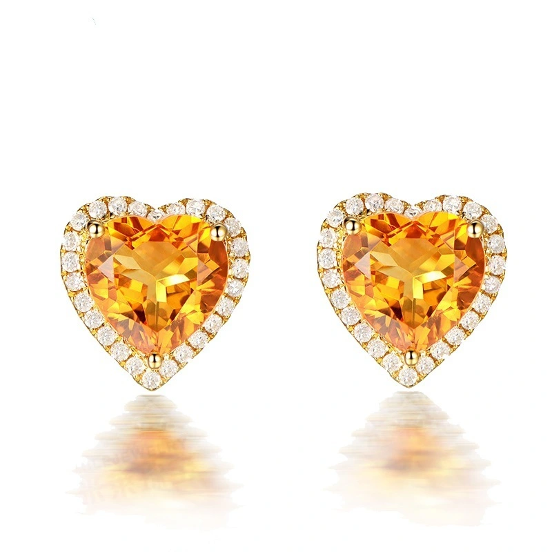 2021 summer Hainon earrings Heart-shaped yellow crystal romantic earrings Fashion style women earring alloy elegant jewelry 1