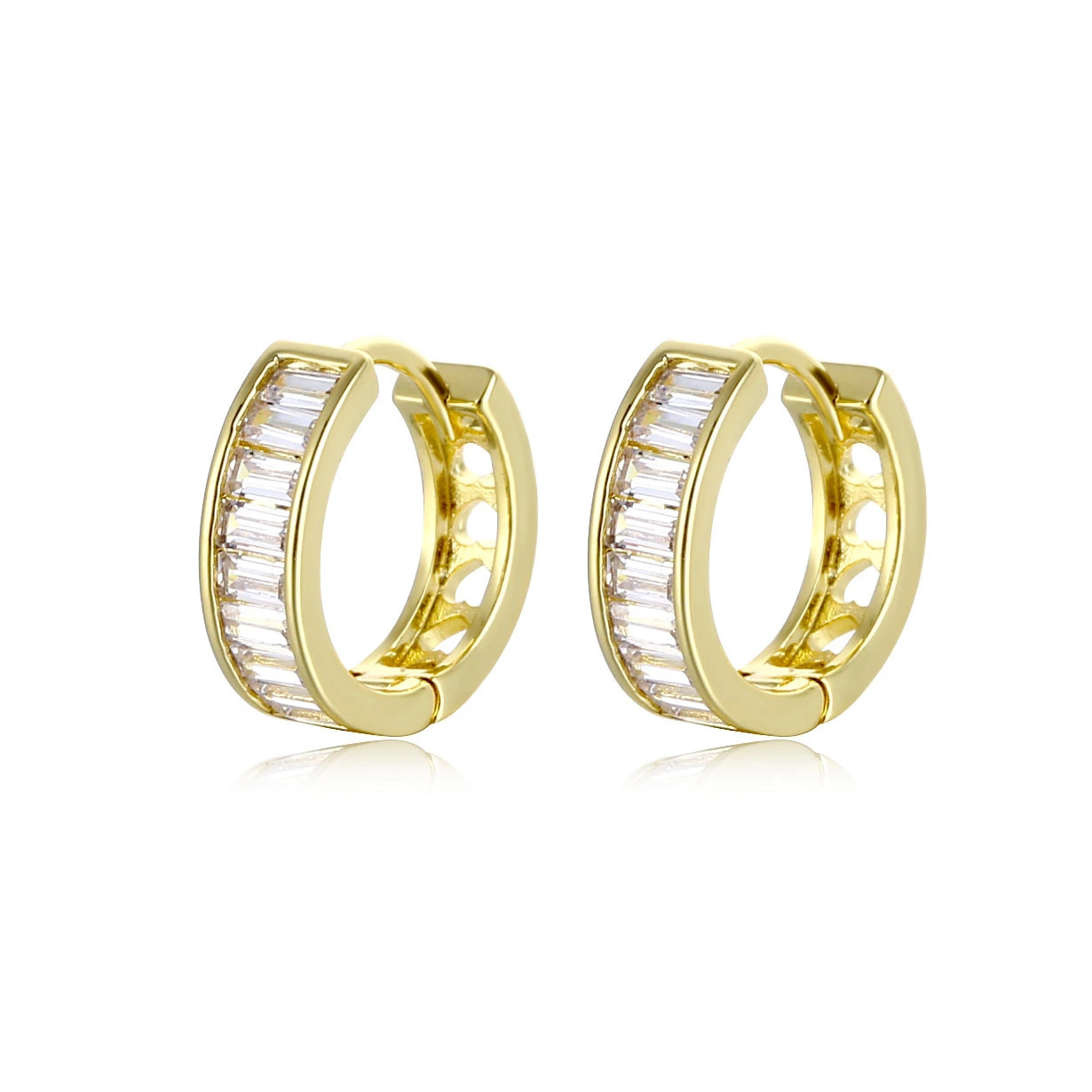 Hainon Earrings 2021 Women shiny zircon stud earrings 18k gold plated hoop earrings gift wholesale 1