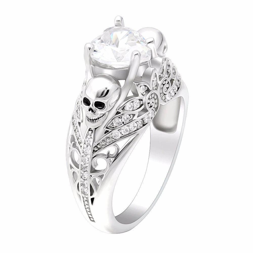 Simple Skull Ring blue diamond ring unisex fashion jewelry wedding ring wholesale 1