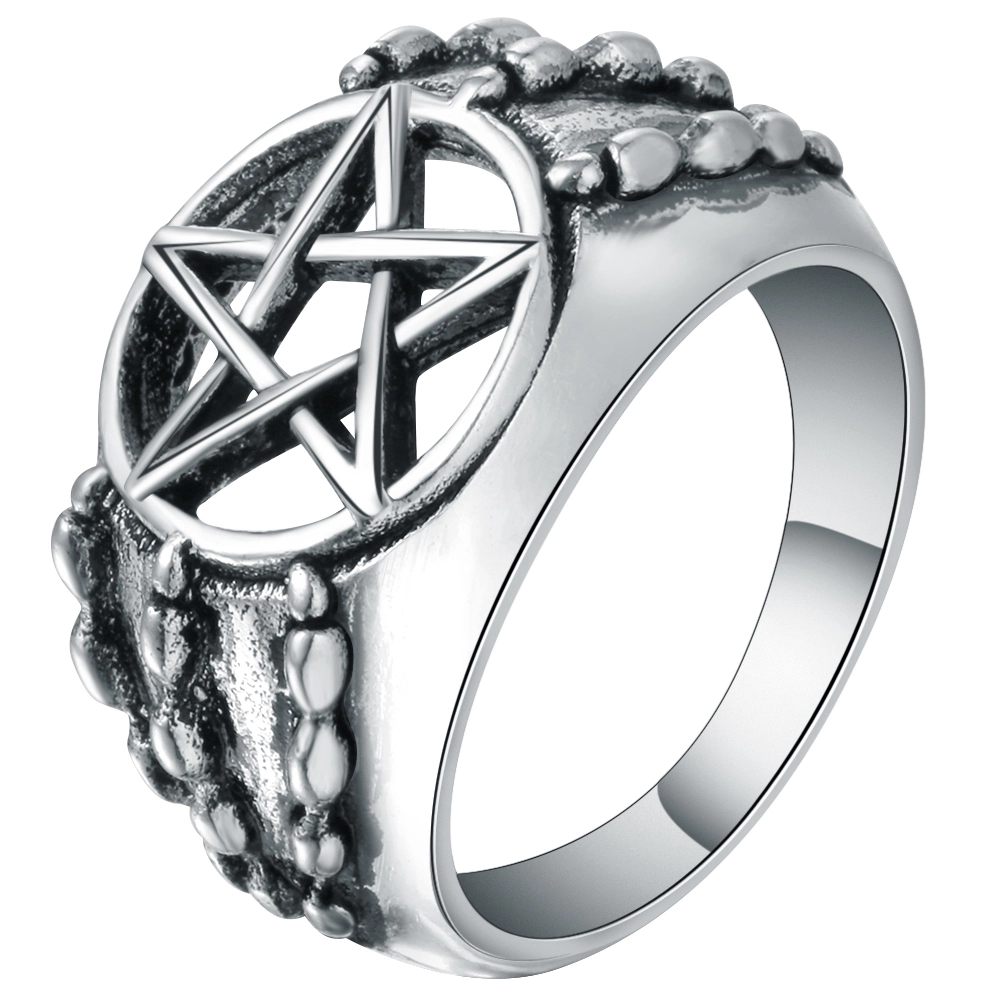 Unisex Ring Pentagram hollow design men's ring yiwu wholesale 1