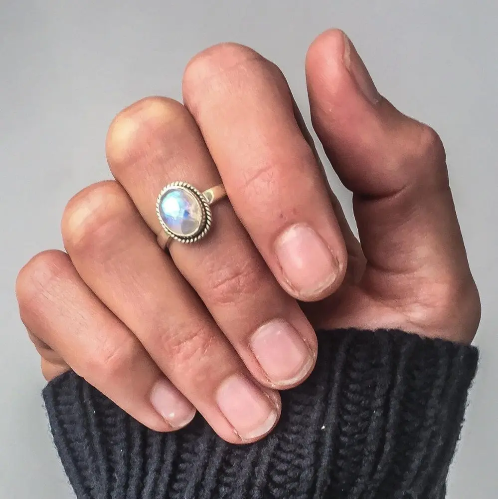 Hainon wedding rings new style round Bohemian synthetic moonstone vintage ring wholesale women jewelry 1