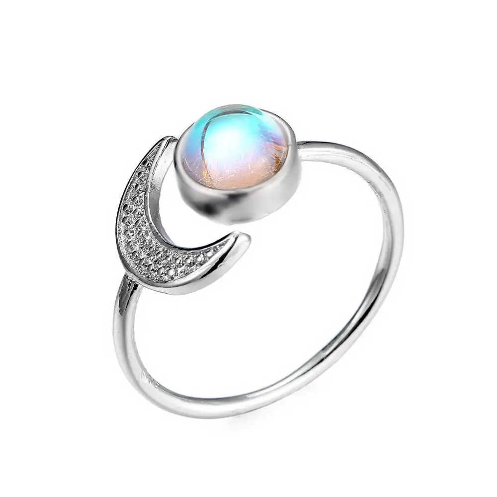 Hainon wedding rings new style moon Bohemian synthetic moonstone vintage ring wholesale women jewelry 1
