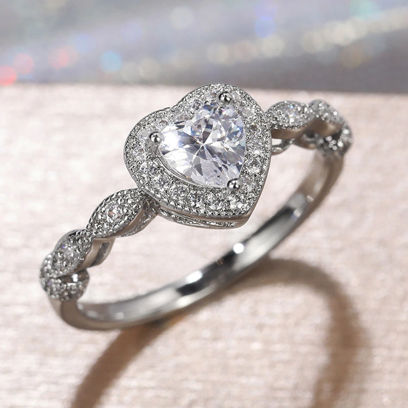2021 summer women's ring shiny heart Crystal Birthstone jewelry Rings Engagement Rings 1
