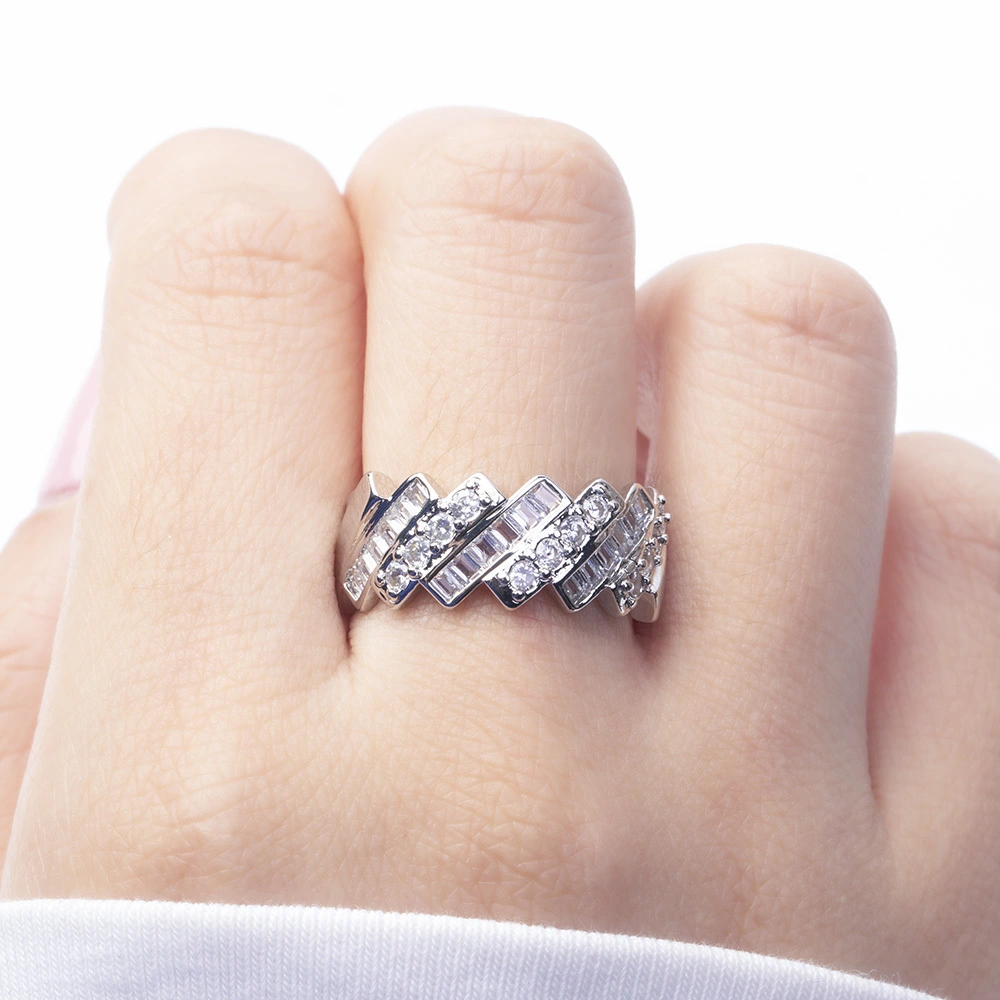 Hainon white zircon ring female fashion simple temperament niche ring engagement ring Wedding bride Gift card 1