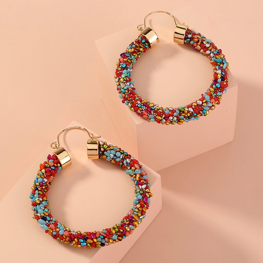 Hainon Earrings 2021 Women Luxury colorful Christmas Hoop earrings 18k gold plated gift wholesale 1