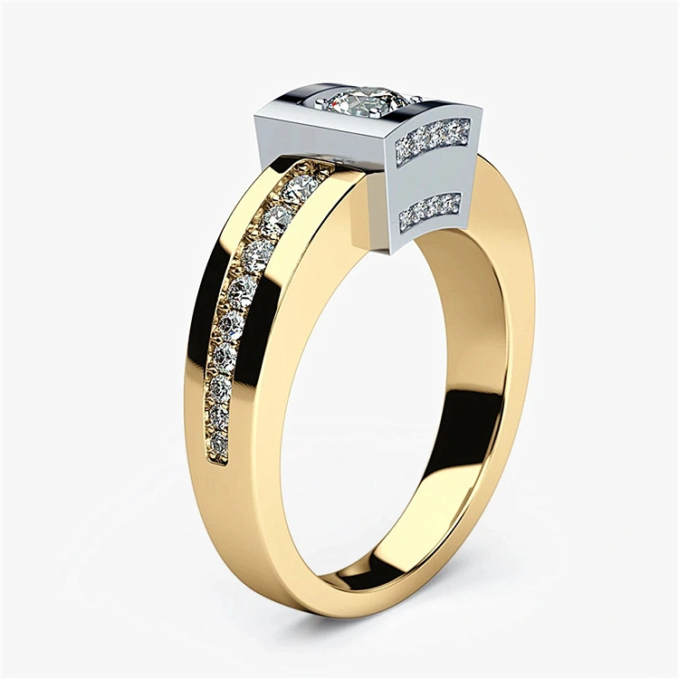 Hainon Gold Plated jewelry Square Zircon wedding rings for men 1