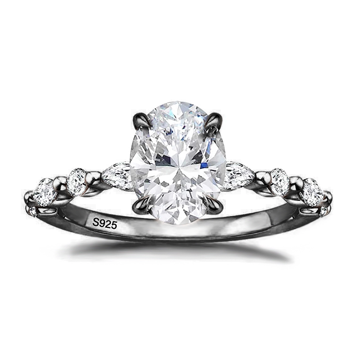 Hainon 2021 fashion White zircon Women's Engagement Ring Jewelry Gifts for women Gift card flannel bag set 1