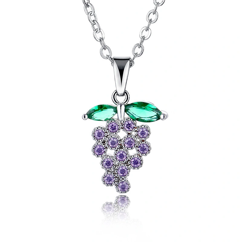 Hainon Fruit Grape Zircon Pendant Necklace Allergy-free Creative Jewelry women Necklace 1