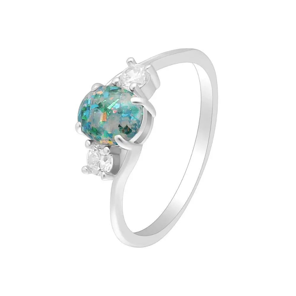 Cheap wholesale Fashion jewelry green opal ring round simple design women wedding ring1 1