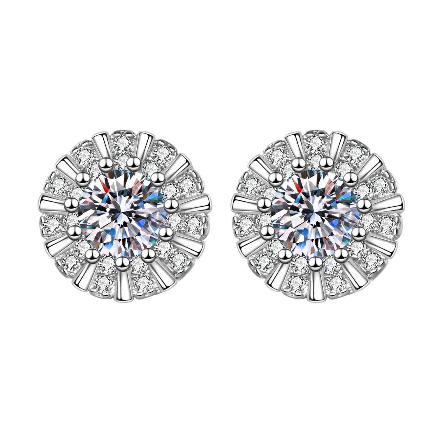 Hainon Earrings 2021 jewelry Women round zircon 10mm stud earrings silver plated earrings gift wholesale 1