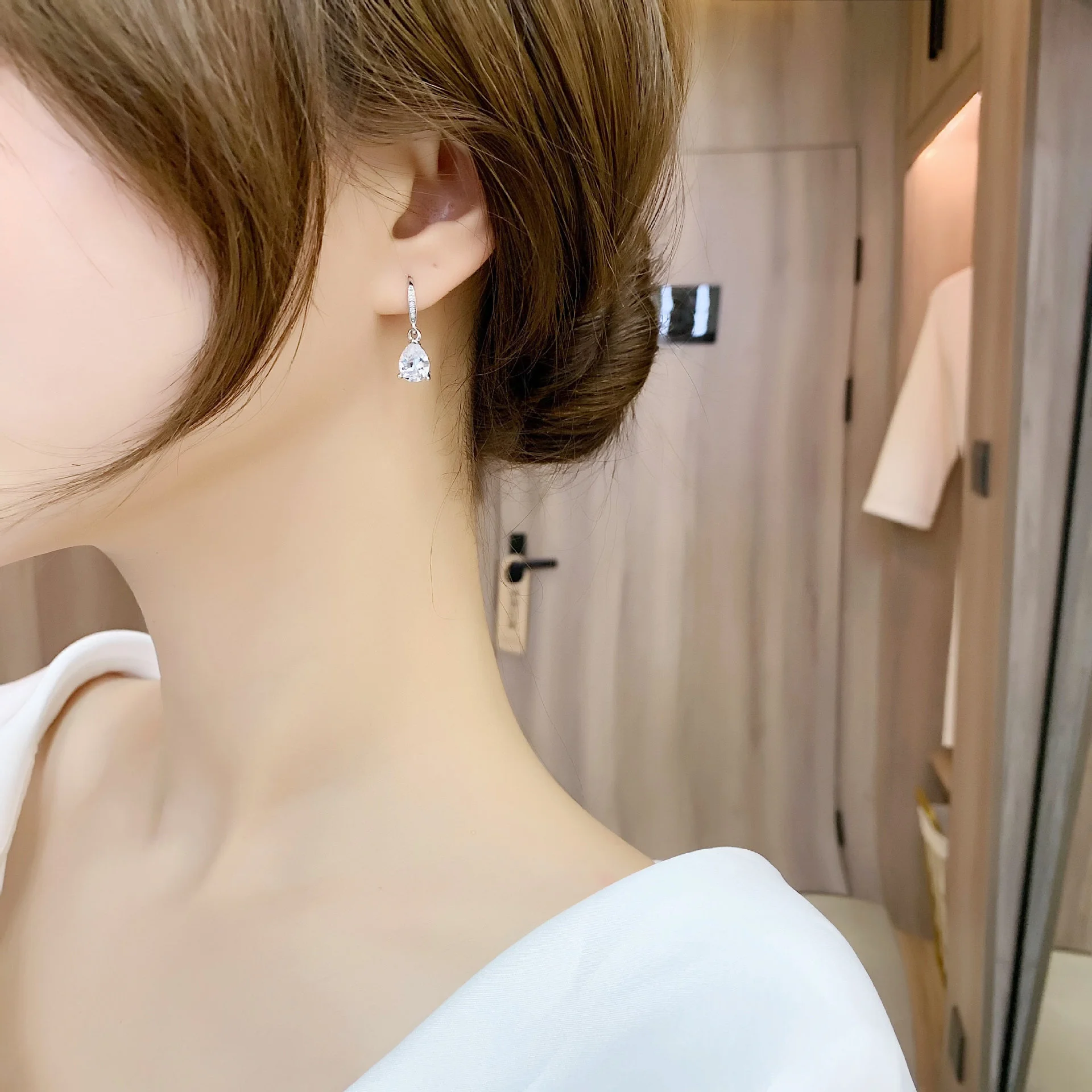 Water Drop Earrings 2021 micro-inlaid zircon jewelry Women Elegant Classic earrings silver plated earrings gift wholesale 1