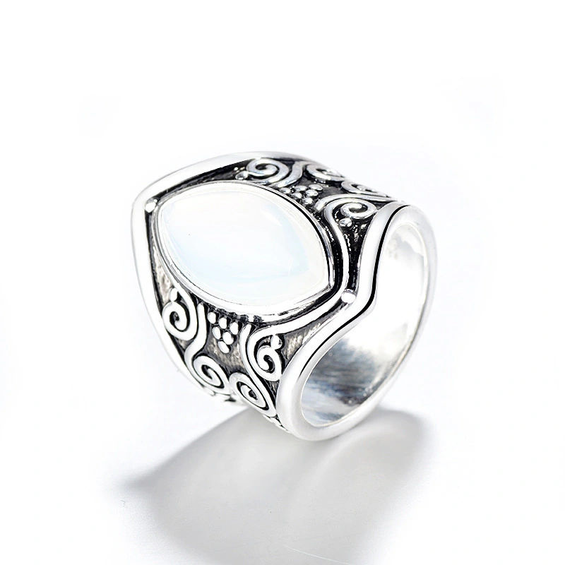 Hainon wedding rings new style Large Bohemian synthetic moonstone vintage ring wholesale women jewelry 1