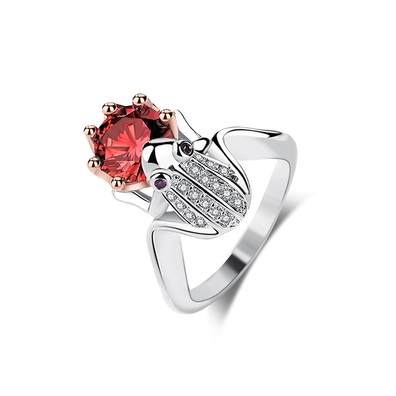 Hainon Creative women rings Frog and zircon crown shape wholesaled jewelry gift Engagement Rings 1