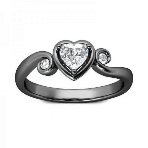Hainon Gothic Vintage Ring Black Heart Retro Punk Ring for Women Girls Jewelry Gifts Gift card flannel bag set 1