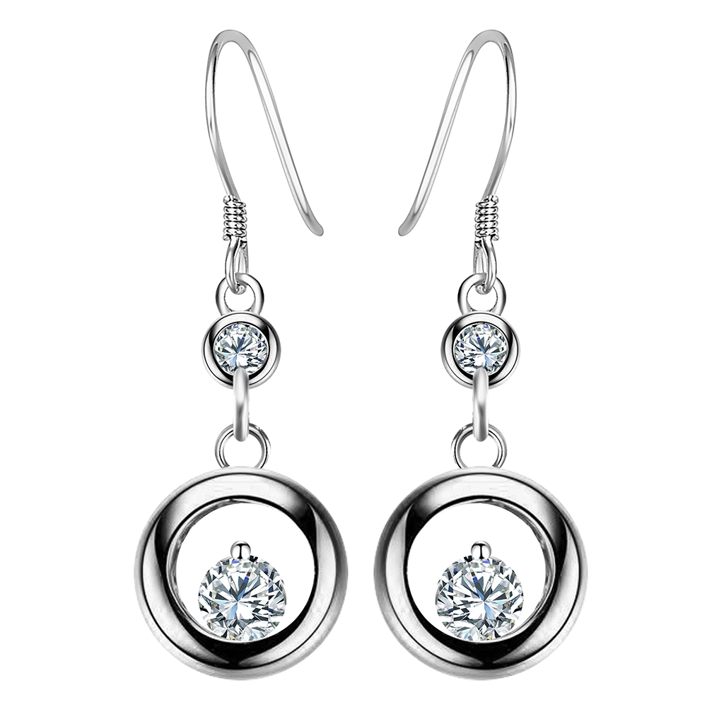 Hainon Round zircon earrings silver plating women fine drop earrings wedding wholesale 1