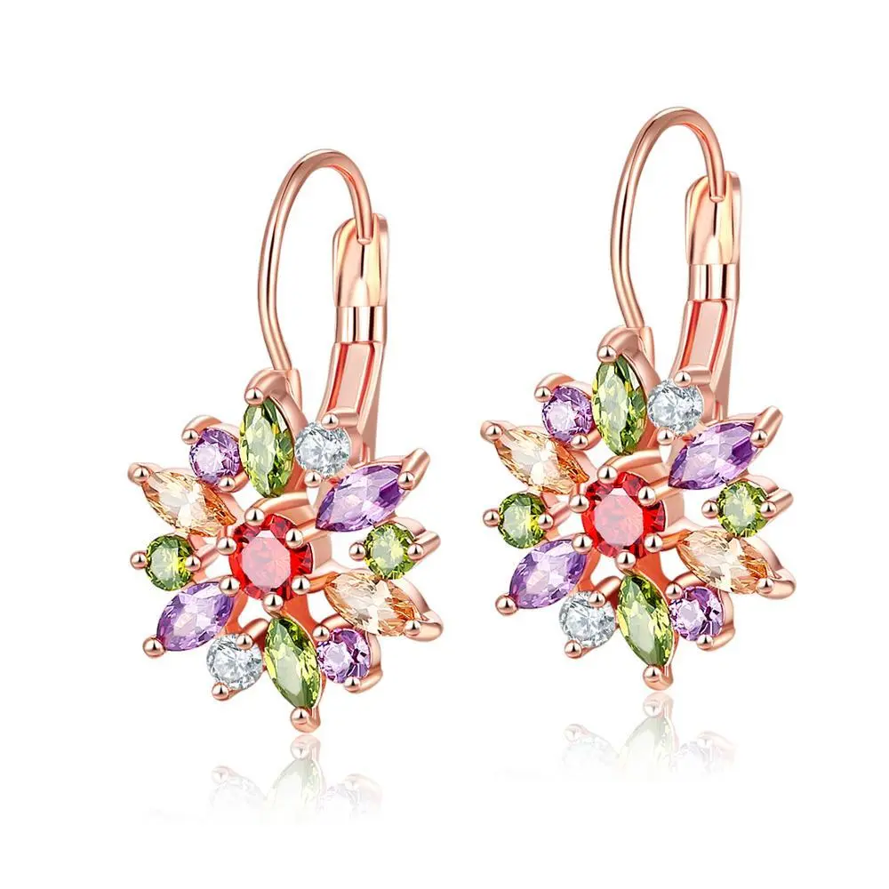 2021 July Hainon Fashion women rose gold color multi Zirconia earrings for women party gift earrings in stock wholesale 1