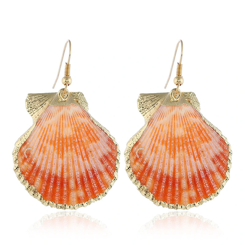 Hainon Fashion Shell Gold-plated Statement Earrings Trendy Exaggerated Ocean Wind Conch Bohemian Earrings  For Women 2021 1