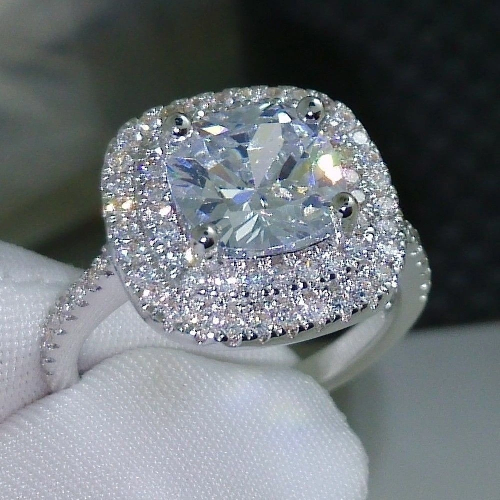 Hainon Rings jewelry women 2018 shiny white pink zircon fashion jewelry romantic wedding ring wholesale 1