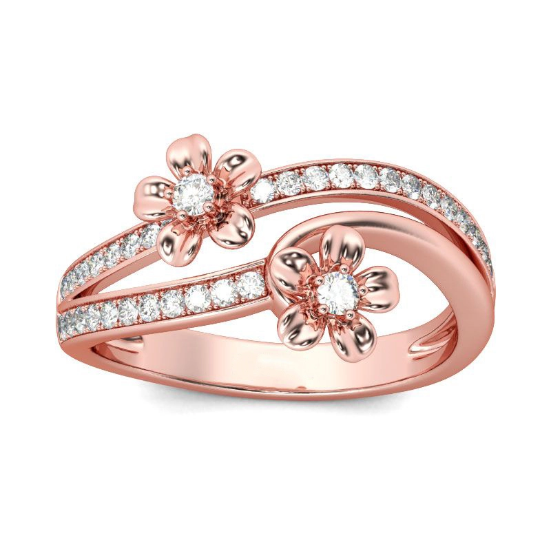 Hainon 2019 rings jewelry women Snow butterfly-shaped zircon ring rose gold Engagement Ring girlfriends Birthday Gift wholesale 1