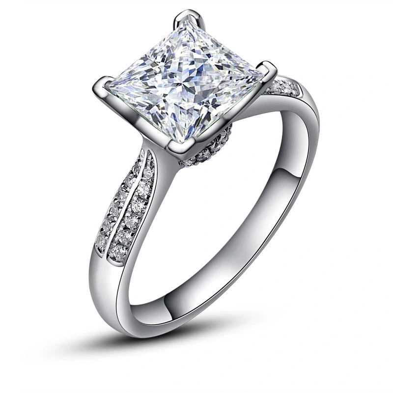 Hainon plating Silver Ring wholesale shiny white Birthstone Diamond Engagement Rings women brass 1
