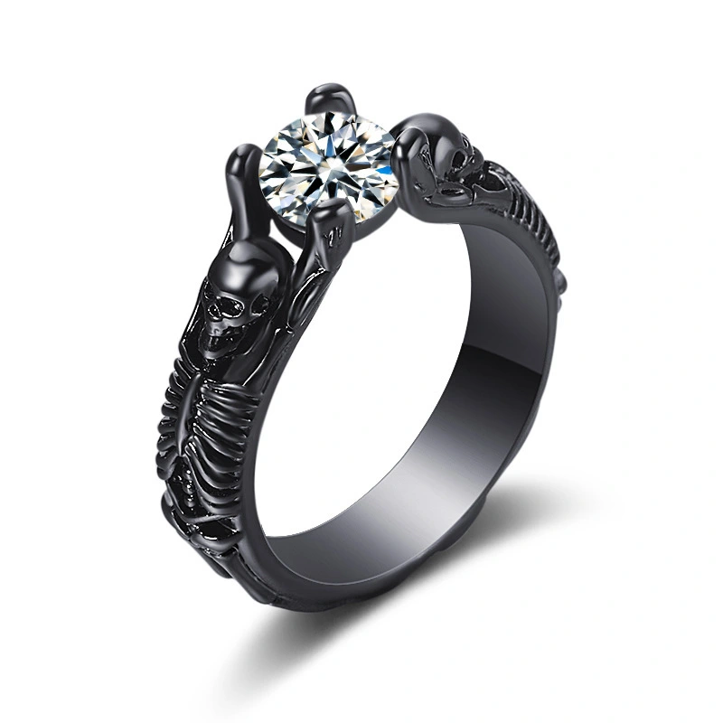 men ring Punk style Hainon wholesale 2019 new design white zircon black gold rings jewelry 1