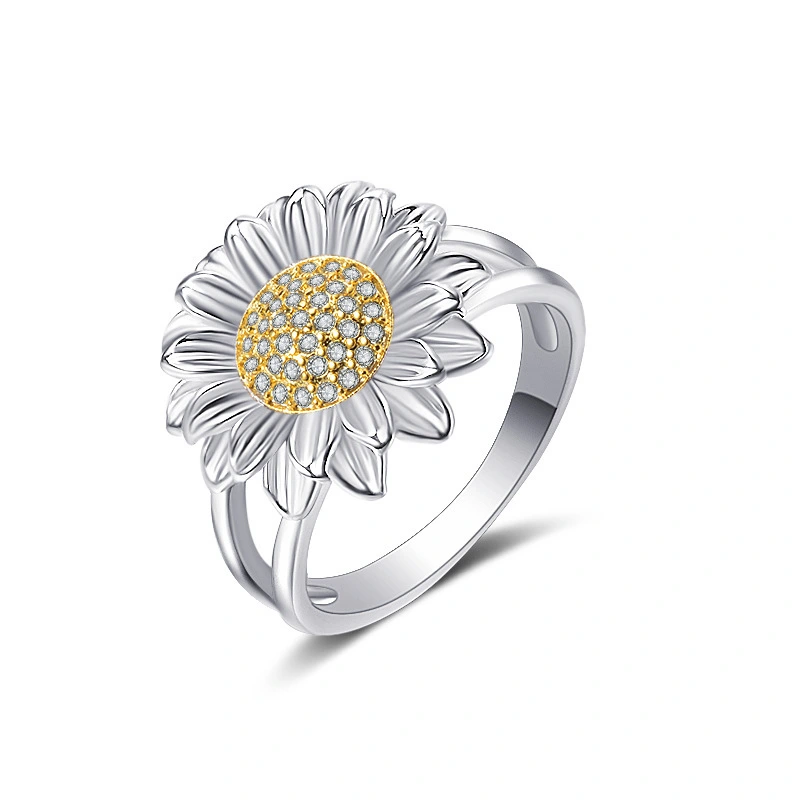 women engagement ring Hainon wholesale 2019 new design gold sunflower rings for wedding jewelry women 1