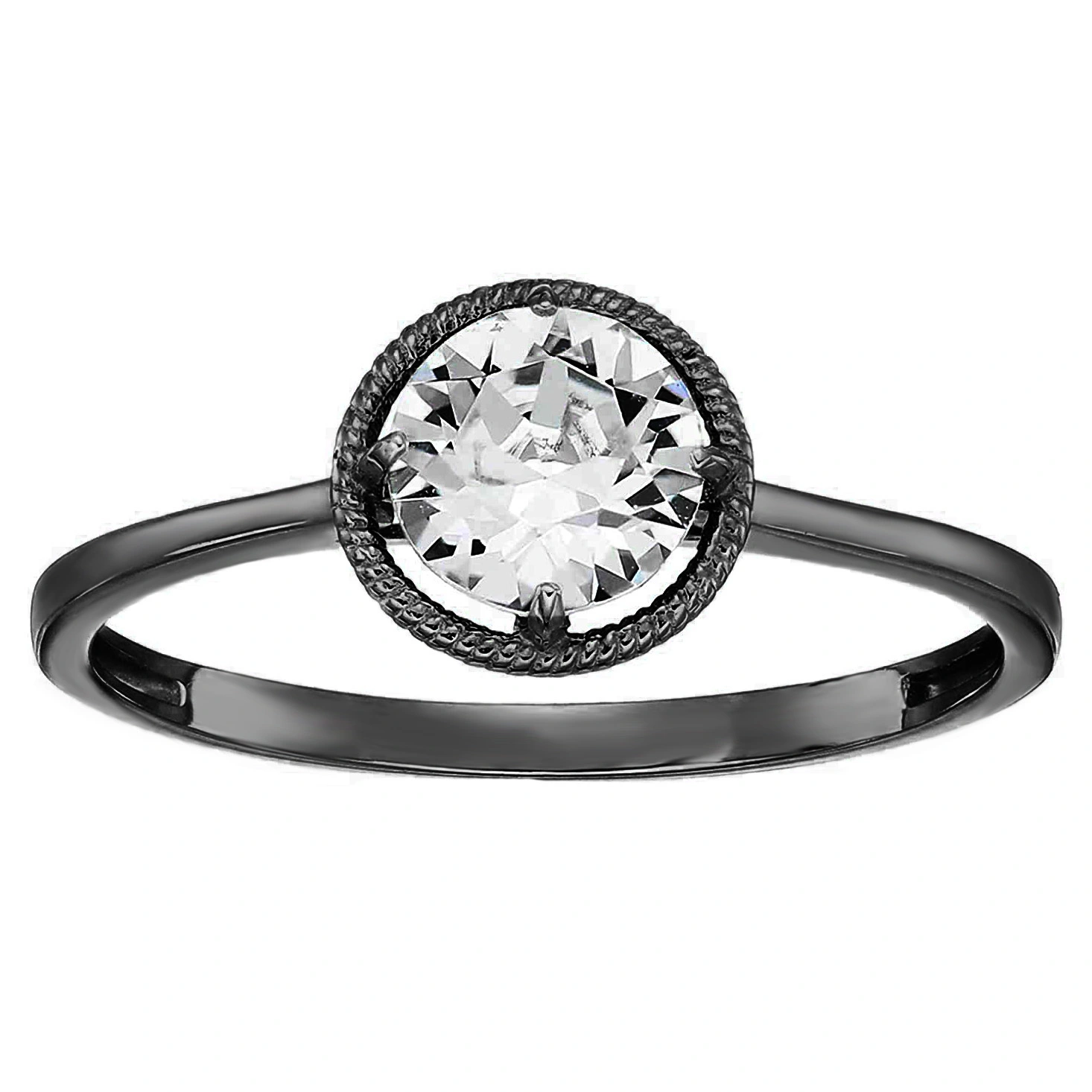 Hainon Shiny black Rings for Women Eternity Wedding Engagement Bands White Zircon gift card flannel bag set 1