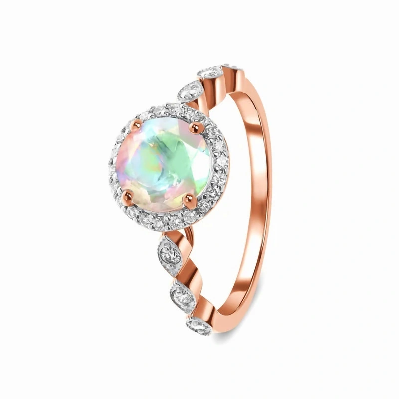 Hainon 925 Silver Jewelry Rings Round Moonstone Women Ring Rose Gold Ring Wholesale Supplier 1