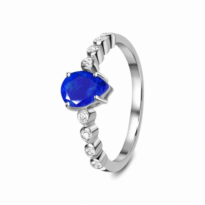 Hainon 925 Sterling Silver Finger Rings Waterdrop Sapphire Ring Micro Zircon Silver Plated Rings For Women Wholesale Supplier 1