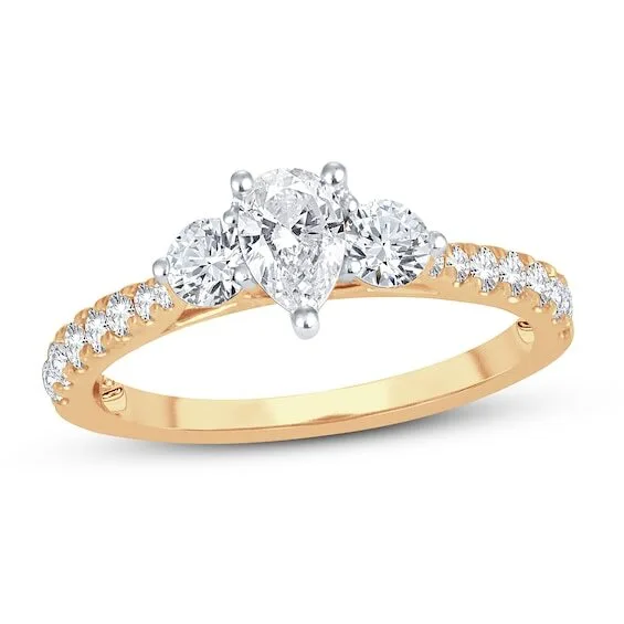 Hainon Wholesale simple style two flower red zircon ring girl birthday gift rings 1