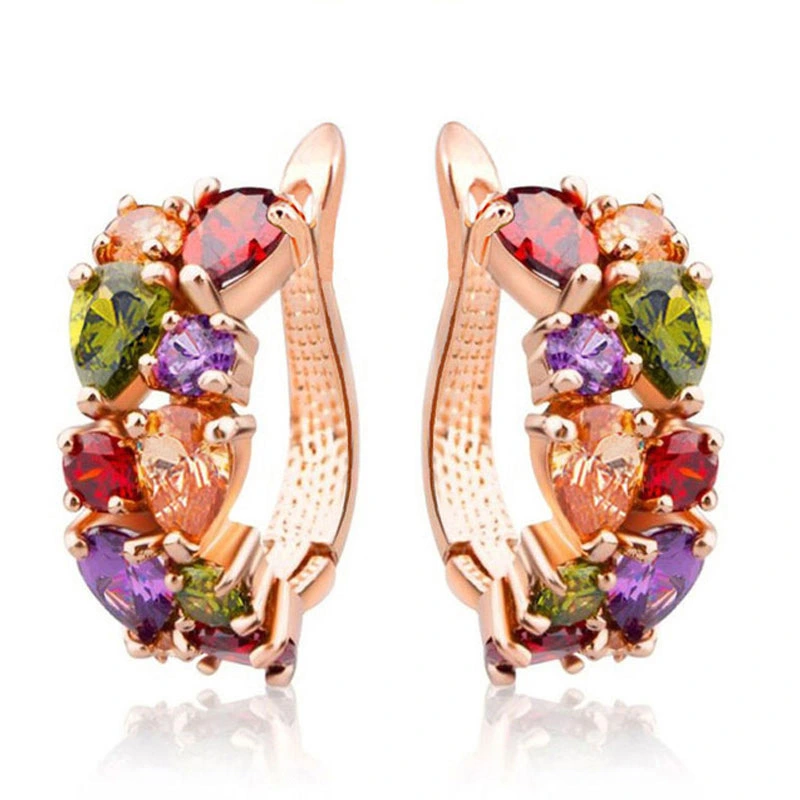Hainon clip earrings Fashion women rose gold color multi Zirconia earrings for women in stock wholesale 1