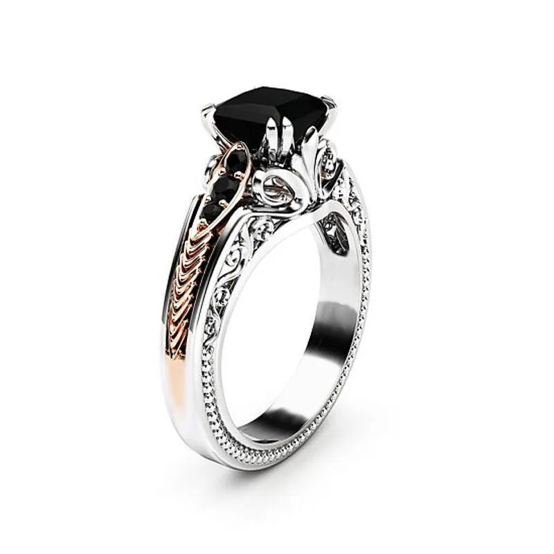 Hainon Wedding Engagement Ring Fashion BLACK Cubic Zirconia rings jewelry women Jewelry wholesale 1