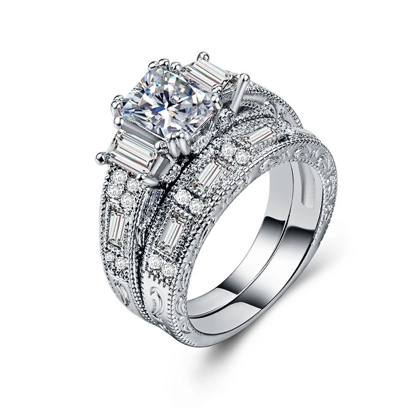 Hainon Factory wholesale Beautiful flower shape wedding rings jewelry women Shiny zircon rings 1