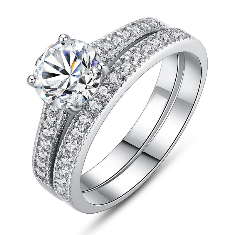 Fashion New design Wedding Ring Set Elegant Lady Jewelry wholesale Diamond Engagement Ring set 1