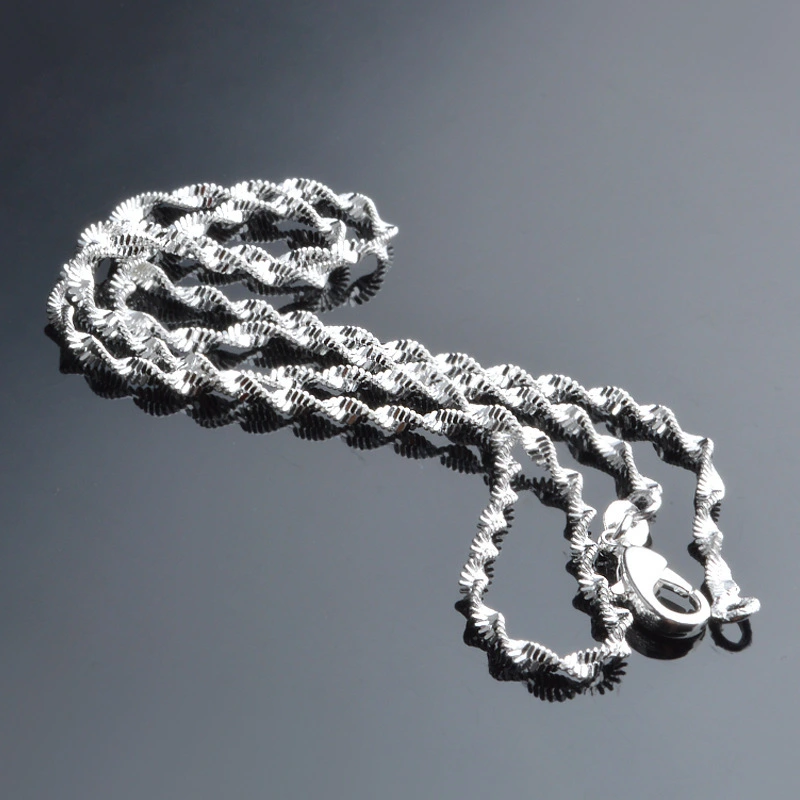 Italy double water wave silver chain 16-30inch Factory wholesale chain 1