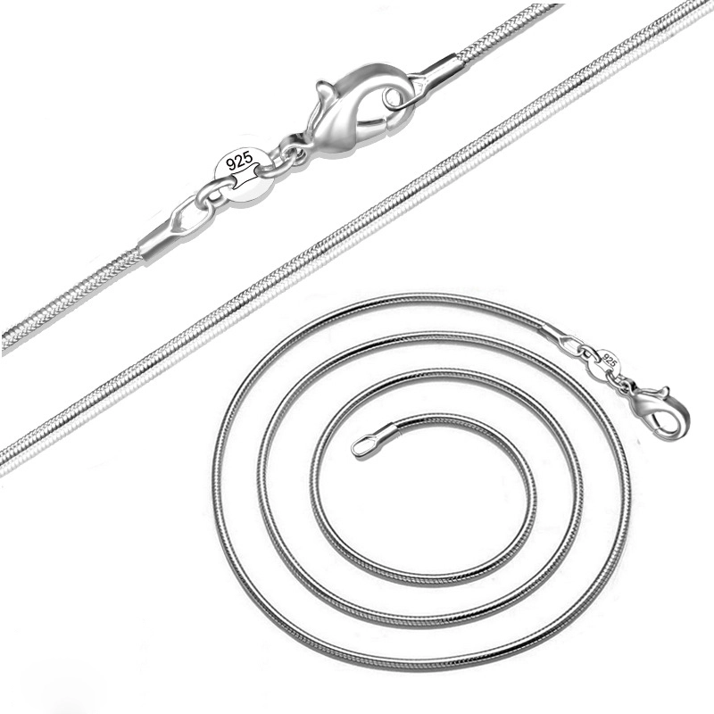 wholesale necklace stamped 925 chain 16 18 20 22 24 26 28 30 inch 1mm snake brass chain stock 1