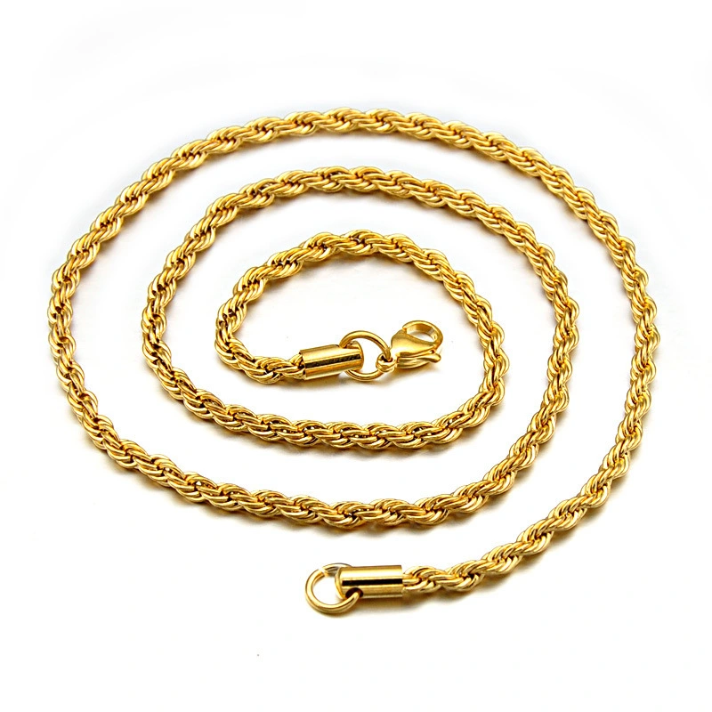 2018 new gold 18inch 20inch 22inch 18kgf chain necklace men gold chains wholesale men chains Titanium steel material 1