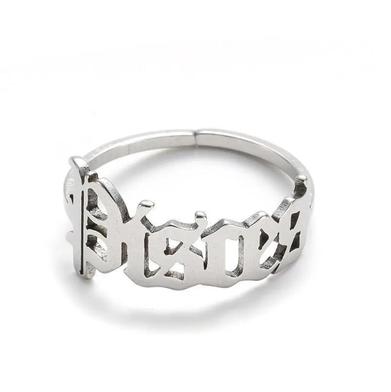 Stainless Steel Rings Geometric letter Rings for Women wholesale Hainon 1