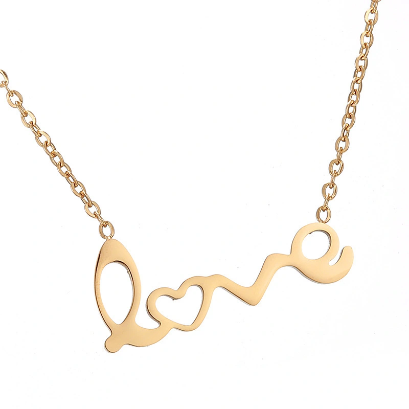 Hainon 18k gold Plated Stainless Steel Necklace Personalized Letter Necklace For Women Custom Names Necklace3 1