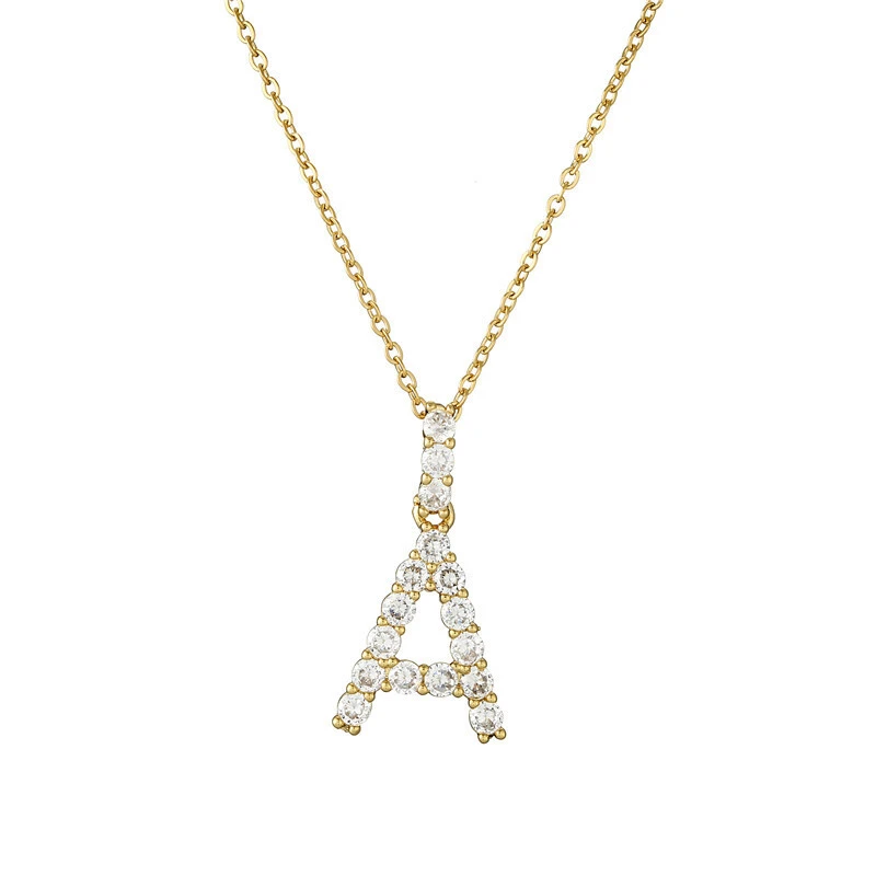 Hainon letter Necklace for Women 18K Gold Plated Initial Pendant Necklace Cubic Zirconia Initial Necklace for Girls 1