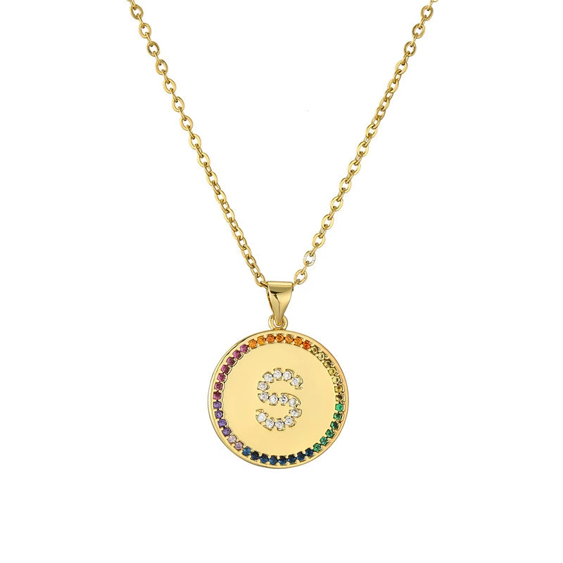 Hainon wholesale trendy 18K Gold Plated Initial Necklace Letter Necklaces Jewelry  for Women gift card 1