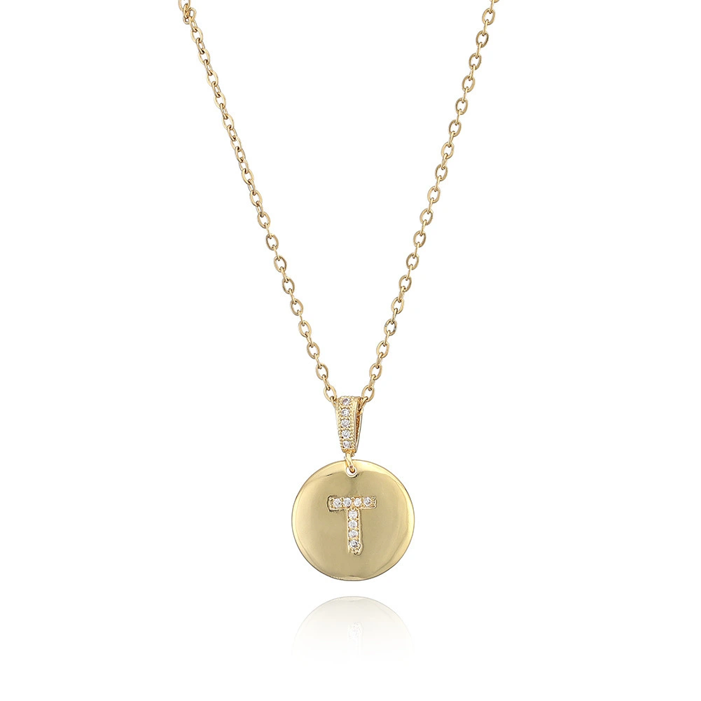 Hainon wholesale Dainty Initial Necklace Letters A-Z 26 Alphabet Disc Initial Necklace for Women Girl gift card 1
