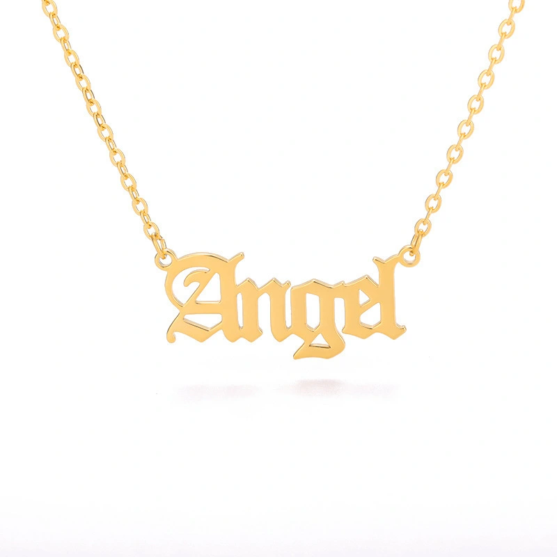 Hainon New Products Angel English Word Necklace Stainless Steel letter Necklace custom name plate necklace 1