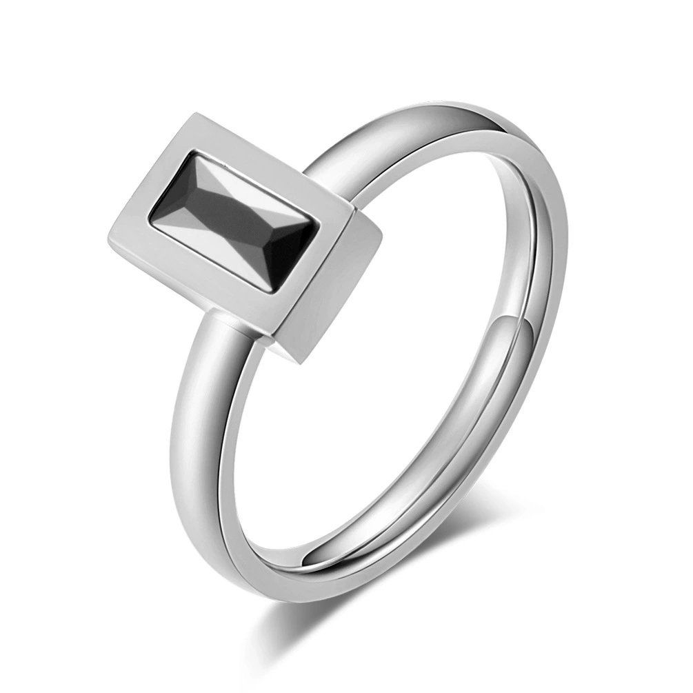 Ring Black zircon Silver Gold color Titanium Stainless Steel Ring for Men women jewelry wholesale Hainon 1