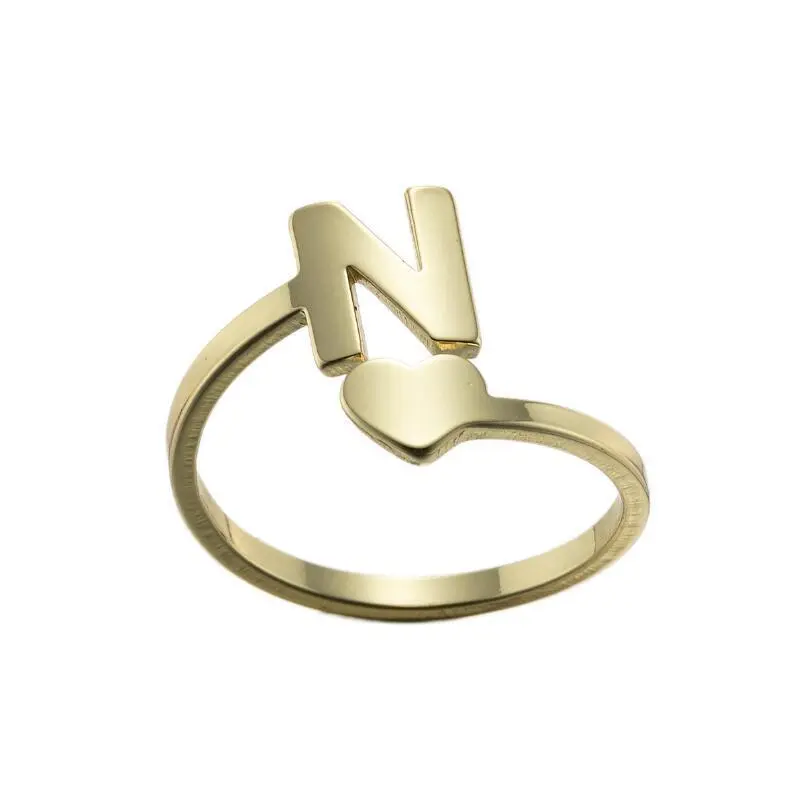 Hainon 18K Gold plated Letter Stainless Steel Rings Geometric Rings for Women fashion jewelry wholesale 1