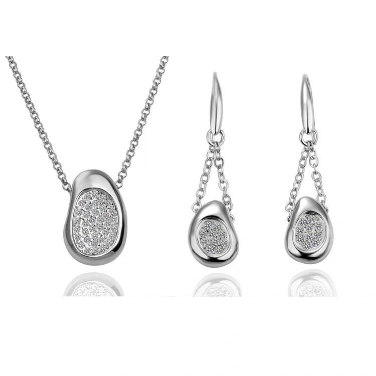 Hainon jewelry set 2021 woman set jewelry Full Diamond Couple Bean Crystal Earrings Necklace Set Gift card 1